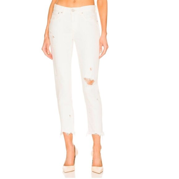 Moussy Vintage MV Glendele Skinny Jeans White Distressed Size 23 - Picture 1 of 5